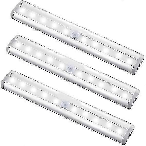 3-Pack Upgraded Rechargeable 10 LED Magnetic Motion Sensor Light