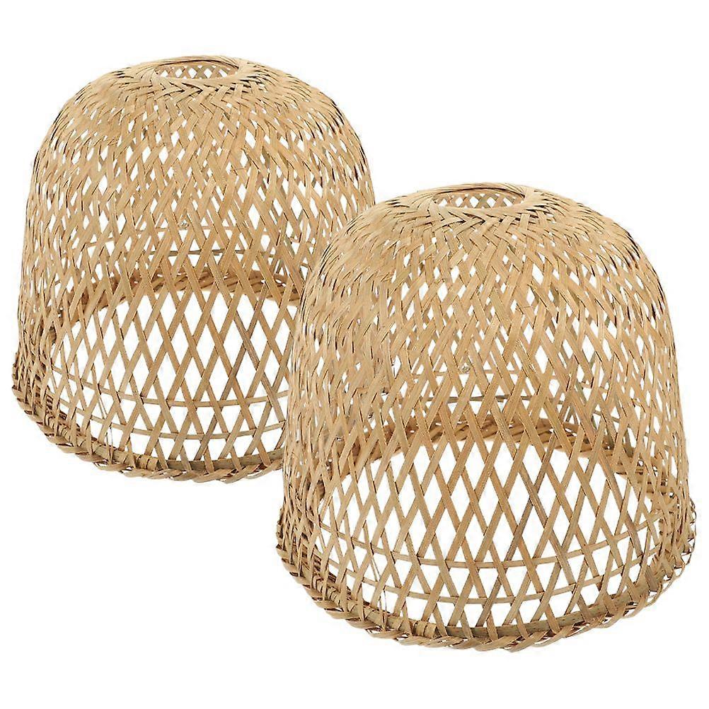 2pcs Bamboo Lamp Shades Rustic Lampshade for Hanging Light Pendant Light