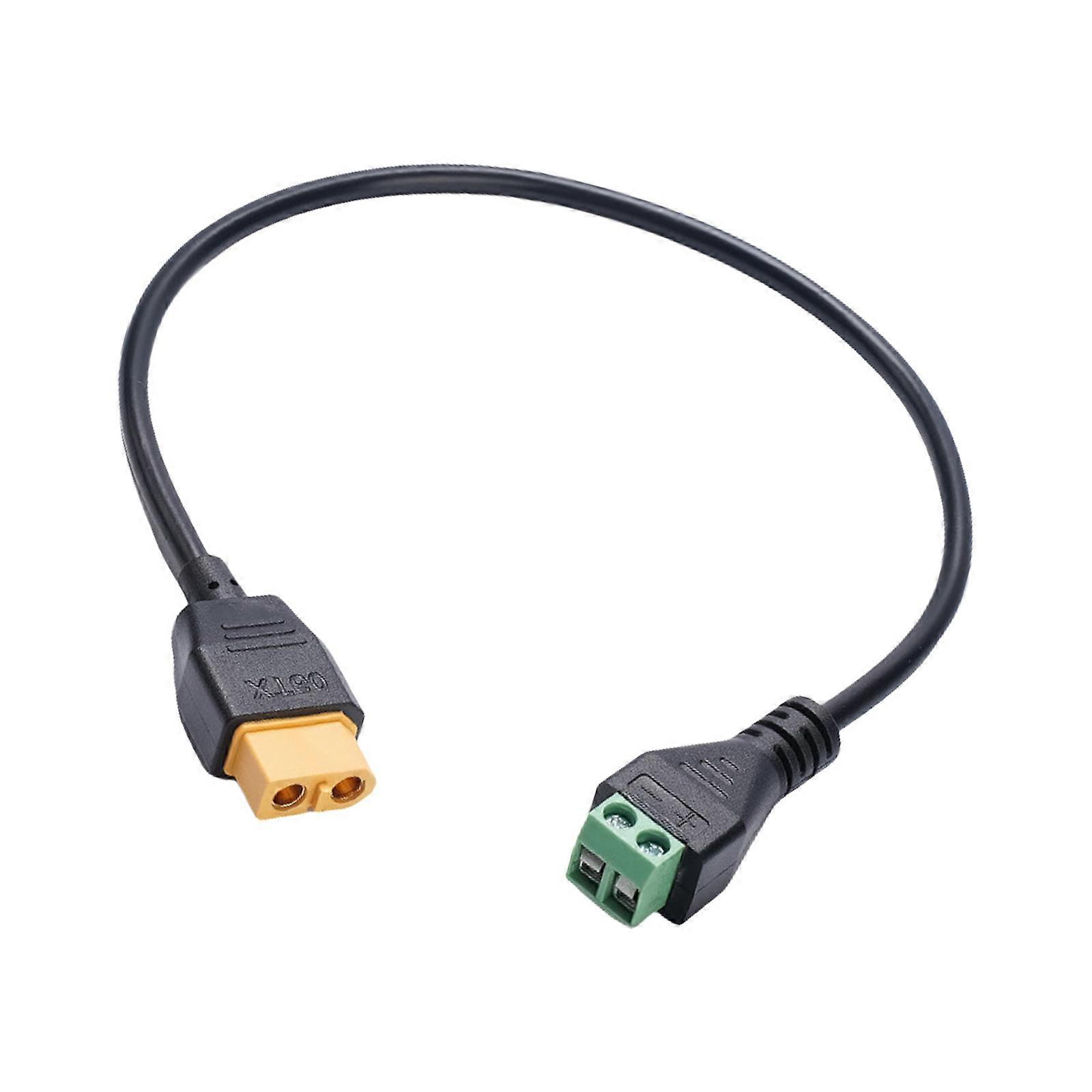 XT60 Female to 2-Pin Connector Cable Solderless Screw Fixed Design Quick Charging Extension Cord 30cm Multicolor