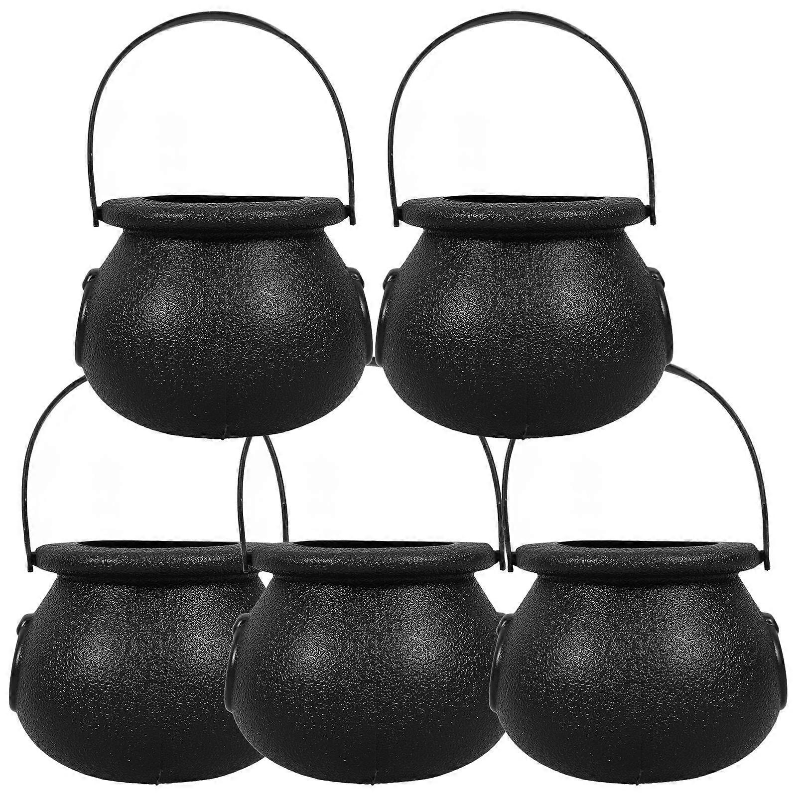 Halloween Candy Bucket Mini Cauldrons for Storage 5Pcs Black