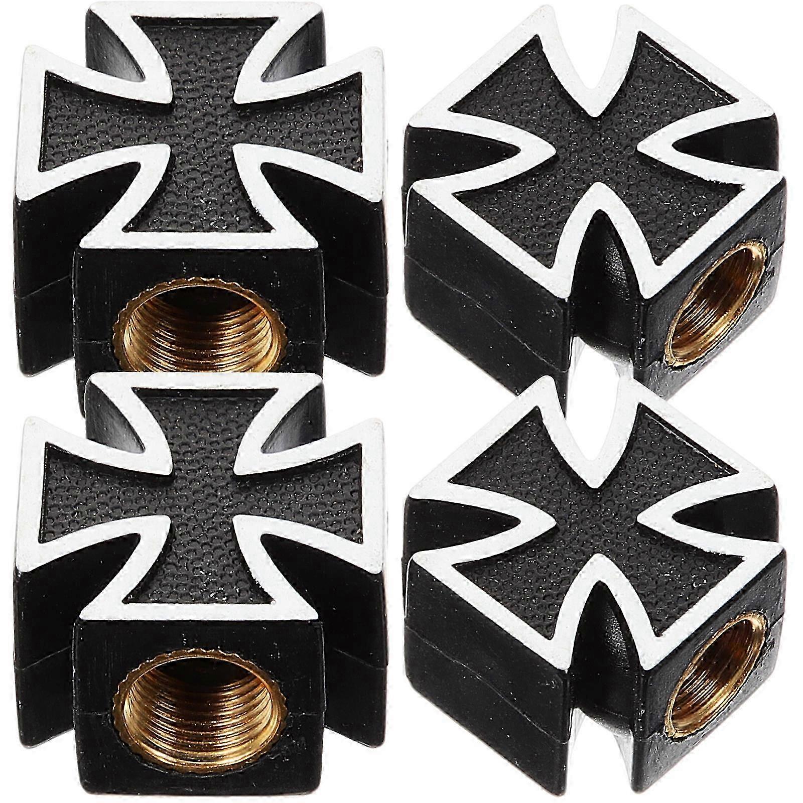 Universal Cross Design Car Tire Valve Stem Covers 4Pcs