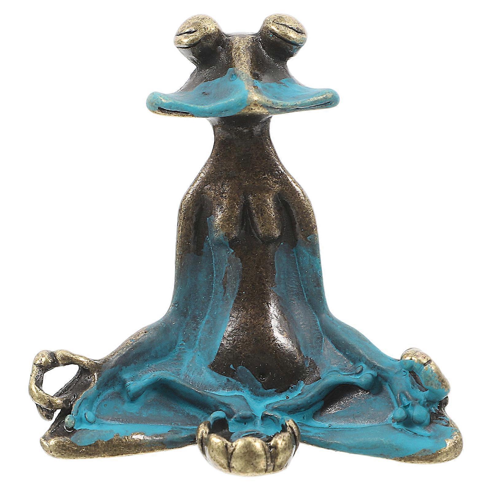 Dark Brown Frog Incense Holder Copper Aromatherapy Statue for Relaxation