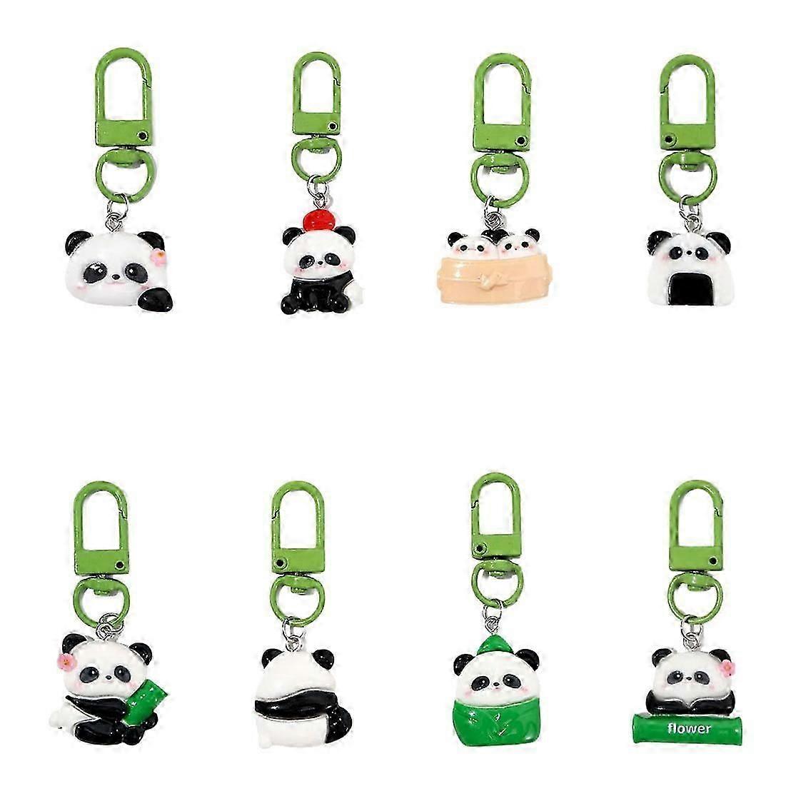 Bundle of 8 Cartoon Panda Keychains Stylish and Handheld Fashion Accessory for Keys or Bag Decoration Long Time Use