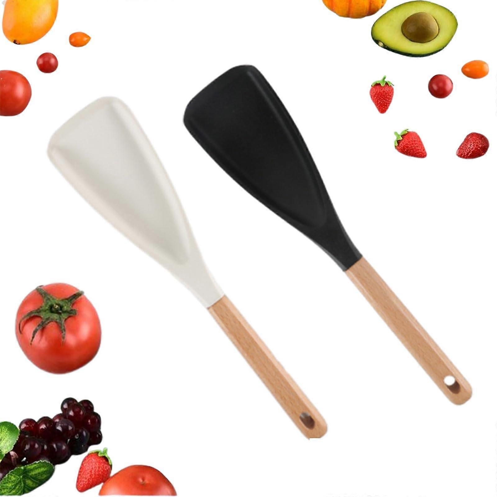 Silicone Cooking Spoon with Wooden Handle, Heat Resistant Nonstick Utensil for Cooking and Serving
