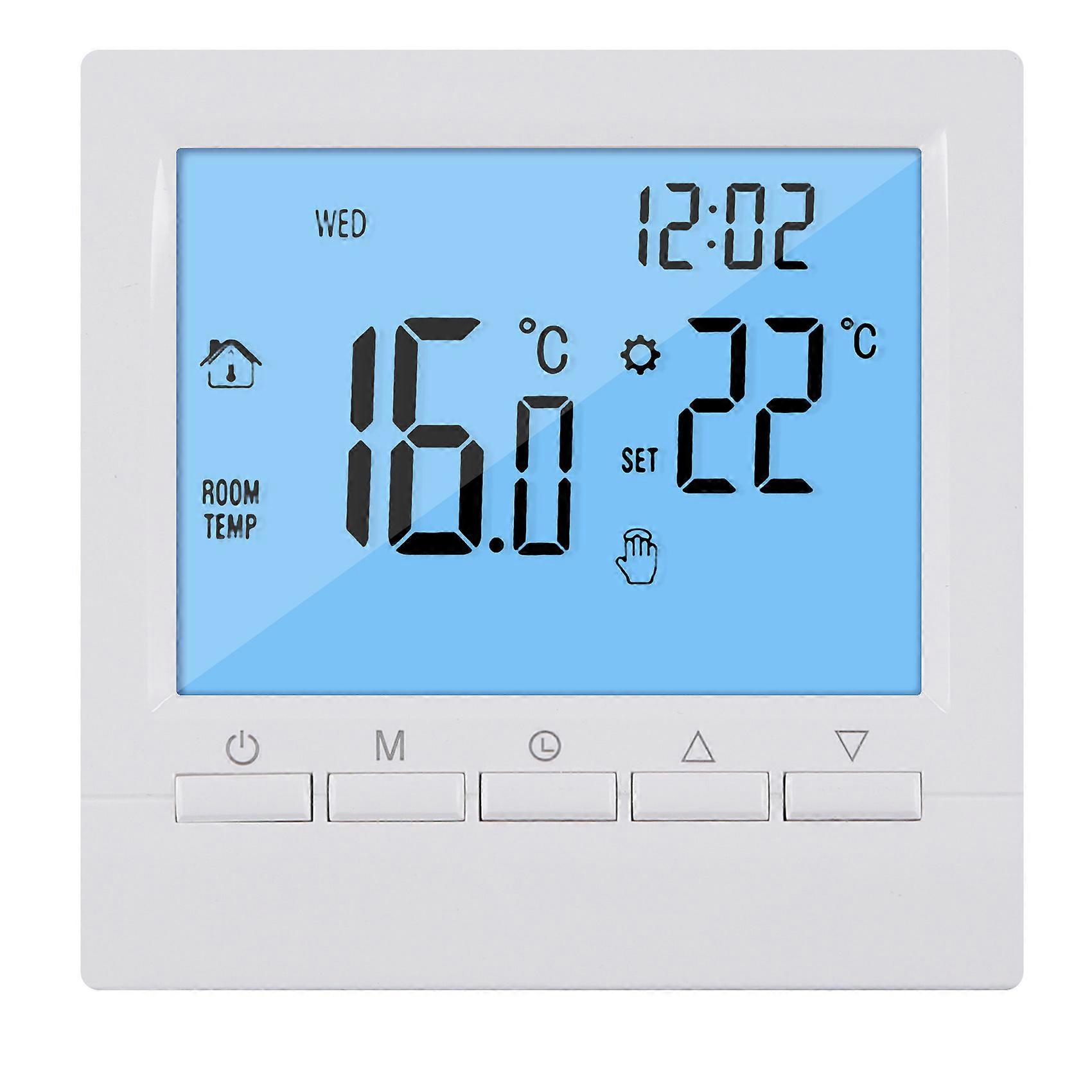 Programmable Digital Thermostat 3A Weekly Room Temperature Controller for Efficient Home Heating White Backlight