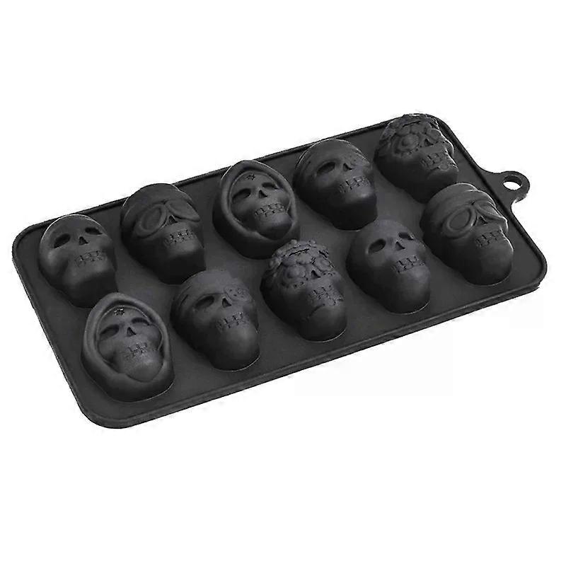 Skull Ice Cube Mold 10-Grid Skull Ice Mold for Halloween Kitchen Tools Reusable Making Accessory for Chocolate Ice Cream And