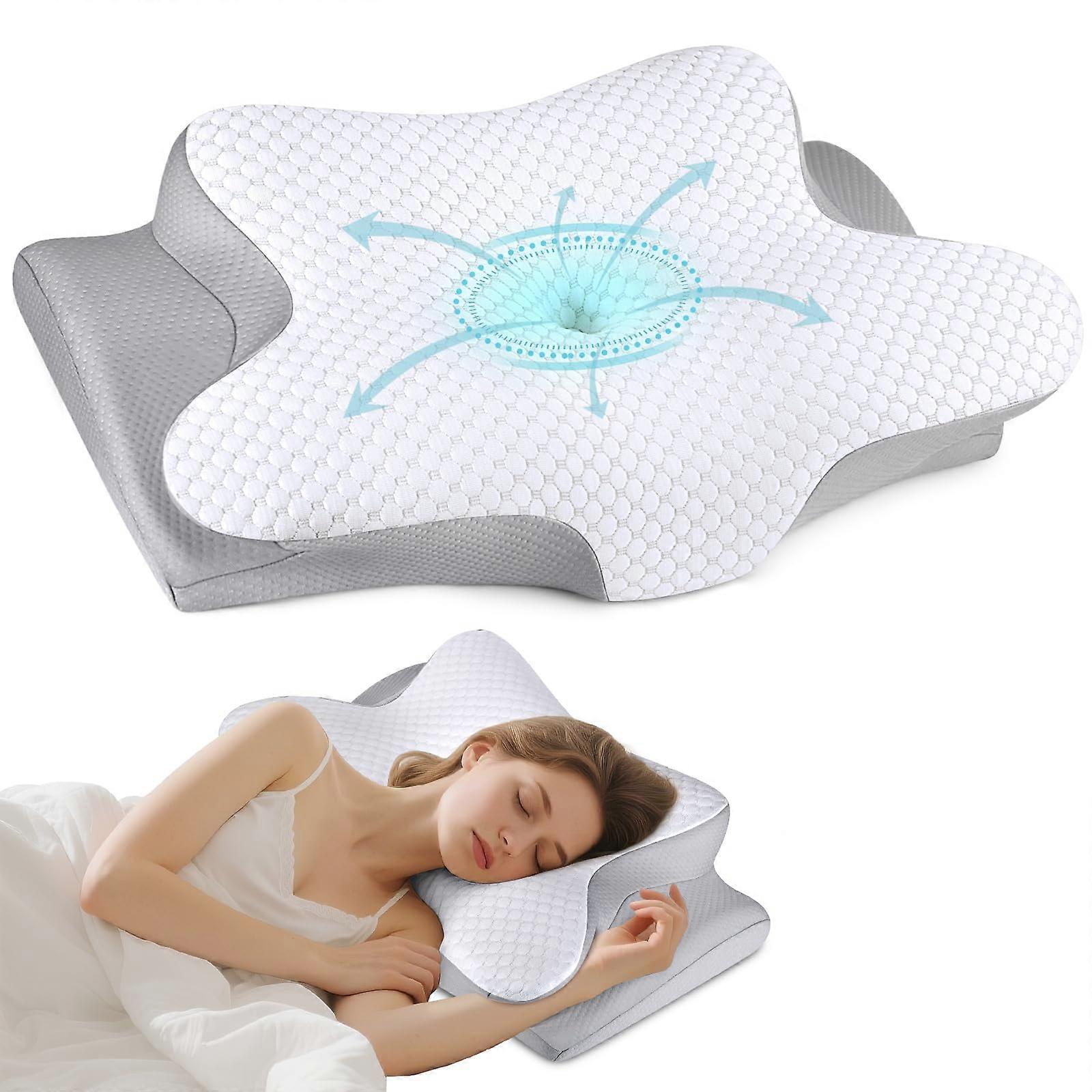 Cervical Pillow with Adjustable Height Memory Foam, Ergonomic Contour for Neck Pain Relief Sleep