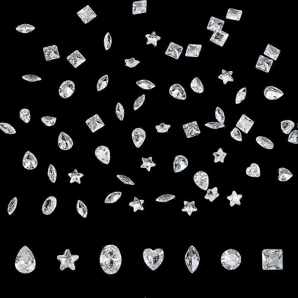 140Pcs 7 Styles Clear Cubic Zirconia Stone Cabochons Grade A Faceted CZ Rhinestones Diamand Teardrop Oval Heart Cabochons Gems with Pointed Back for N