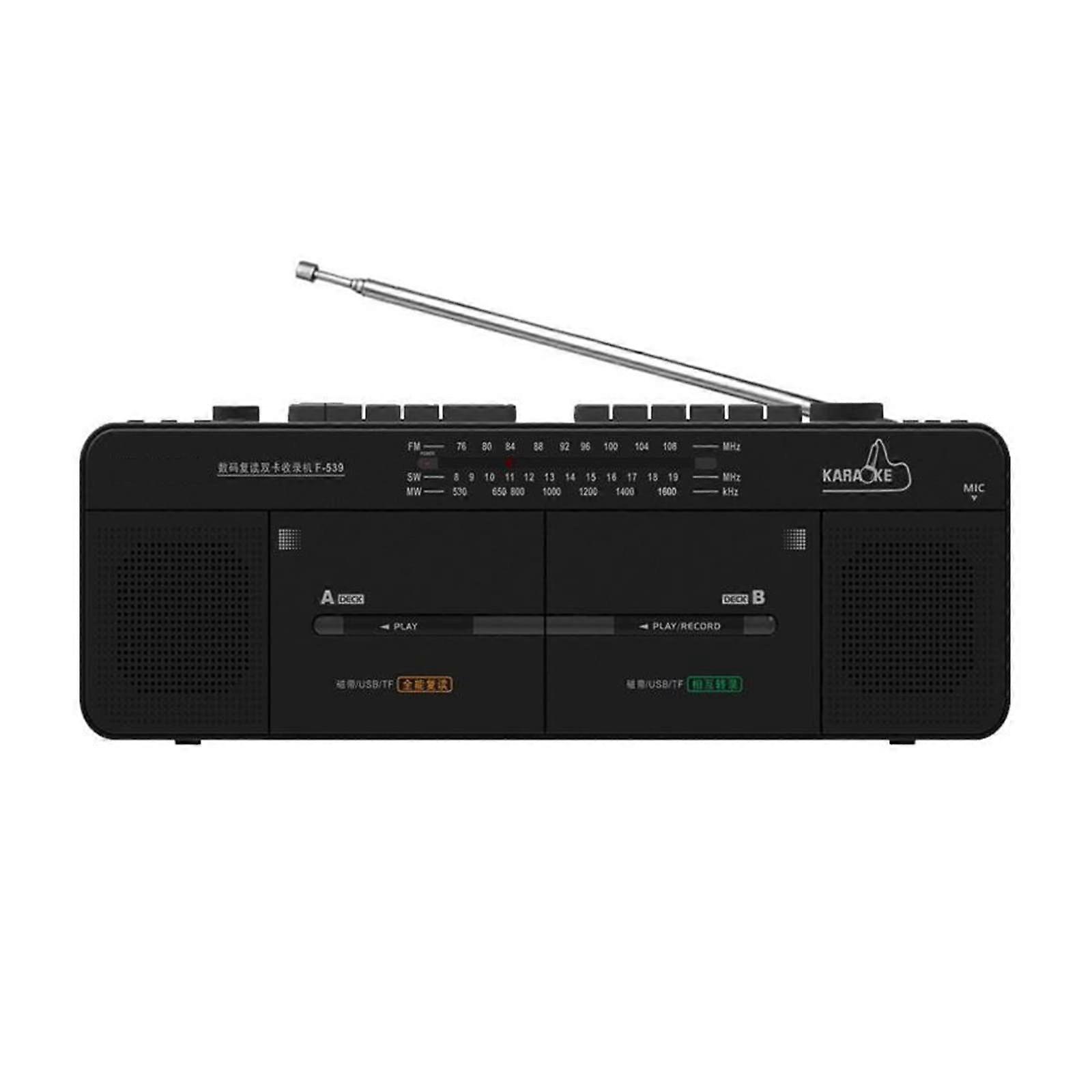 Double Tape Player Cassette Recorder AllInOne Retro Radio With FM SW WM MP3 USB TF Card Playback OneClick Recording
