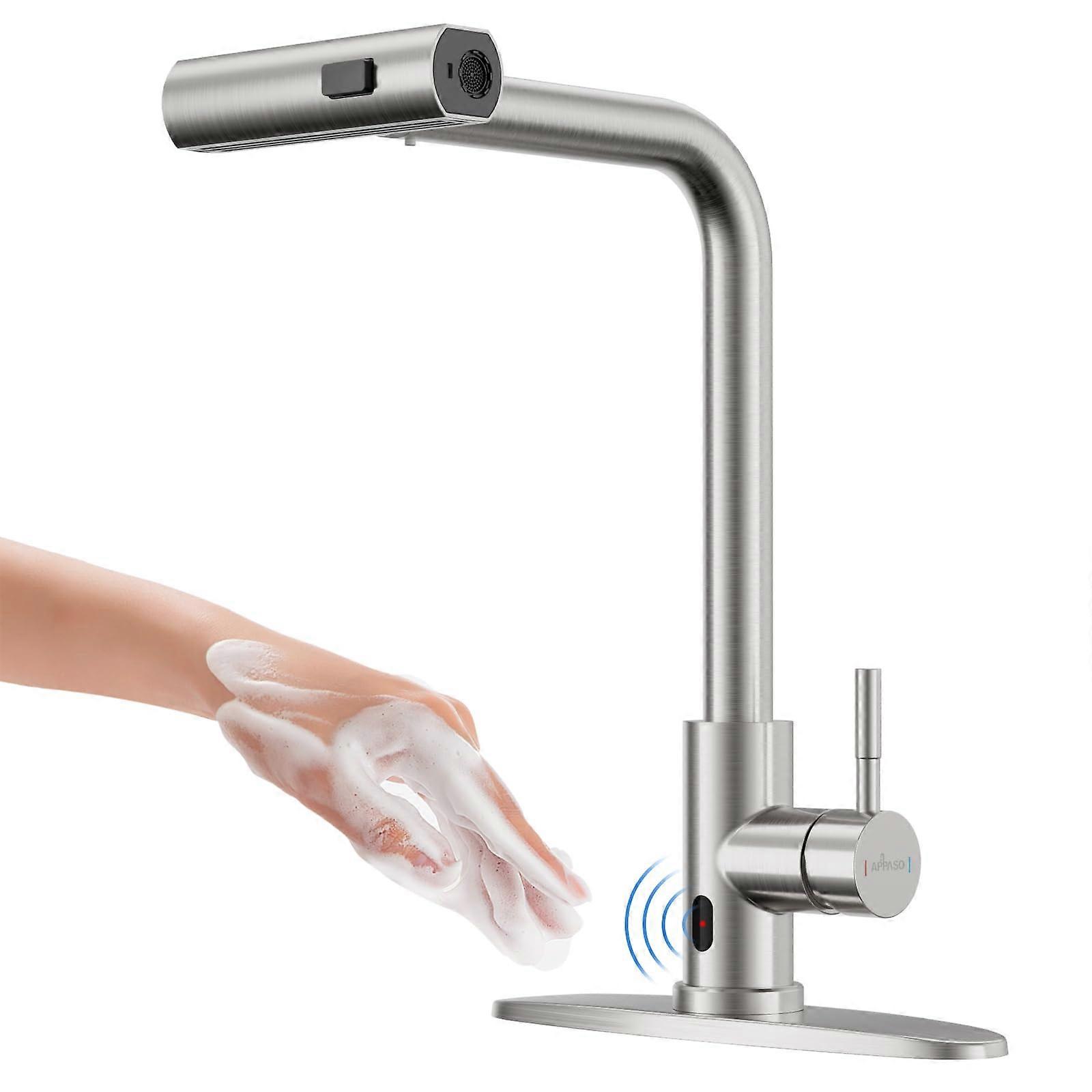 Touchless Kitchen Faucet with Pull Down Sprayer, Motion Sensor, Brushed Nickel Stainless Steel
