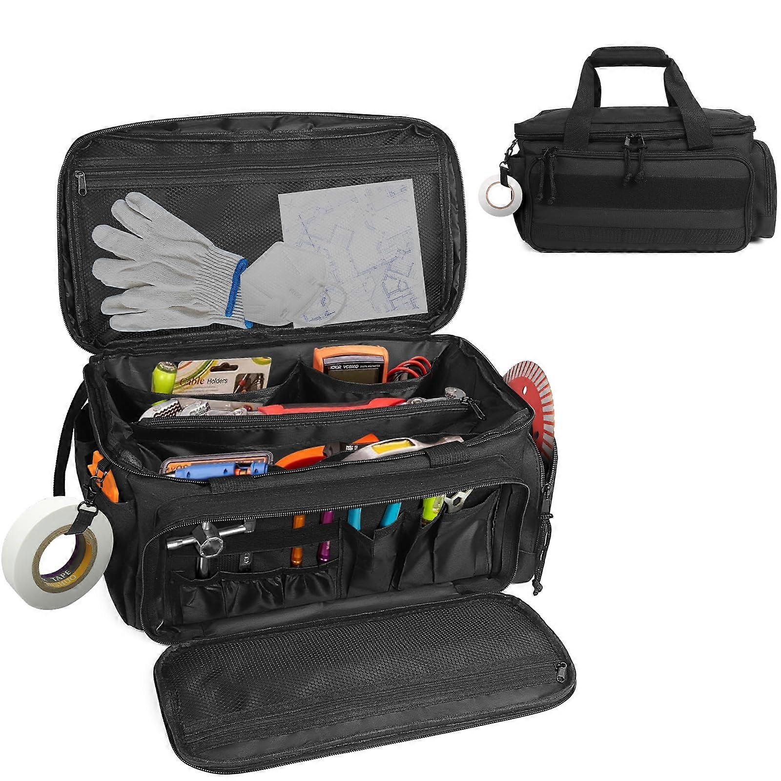 14 Inch Heavy Duty Nylon Tool Bag with Multiple Pockets, Reinforced Base, Padded Handle