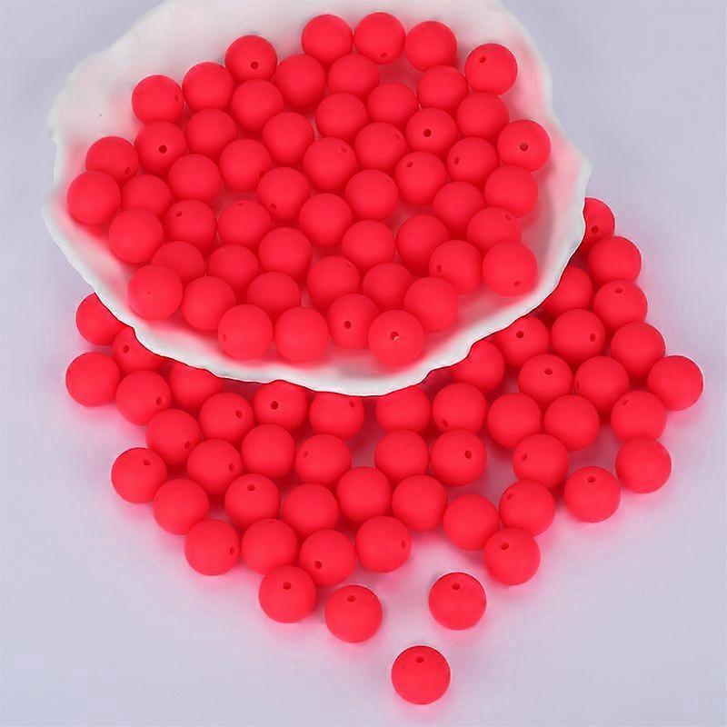 Round Silicone Focal Beads Deep Pink 15mm Hole: 2mm
