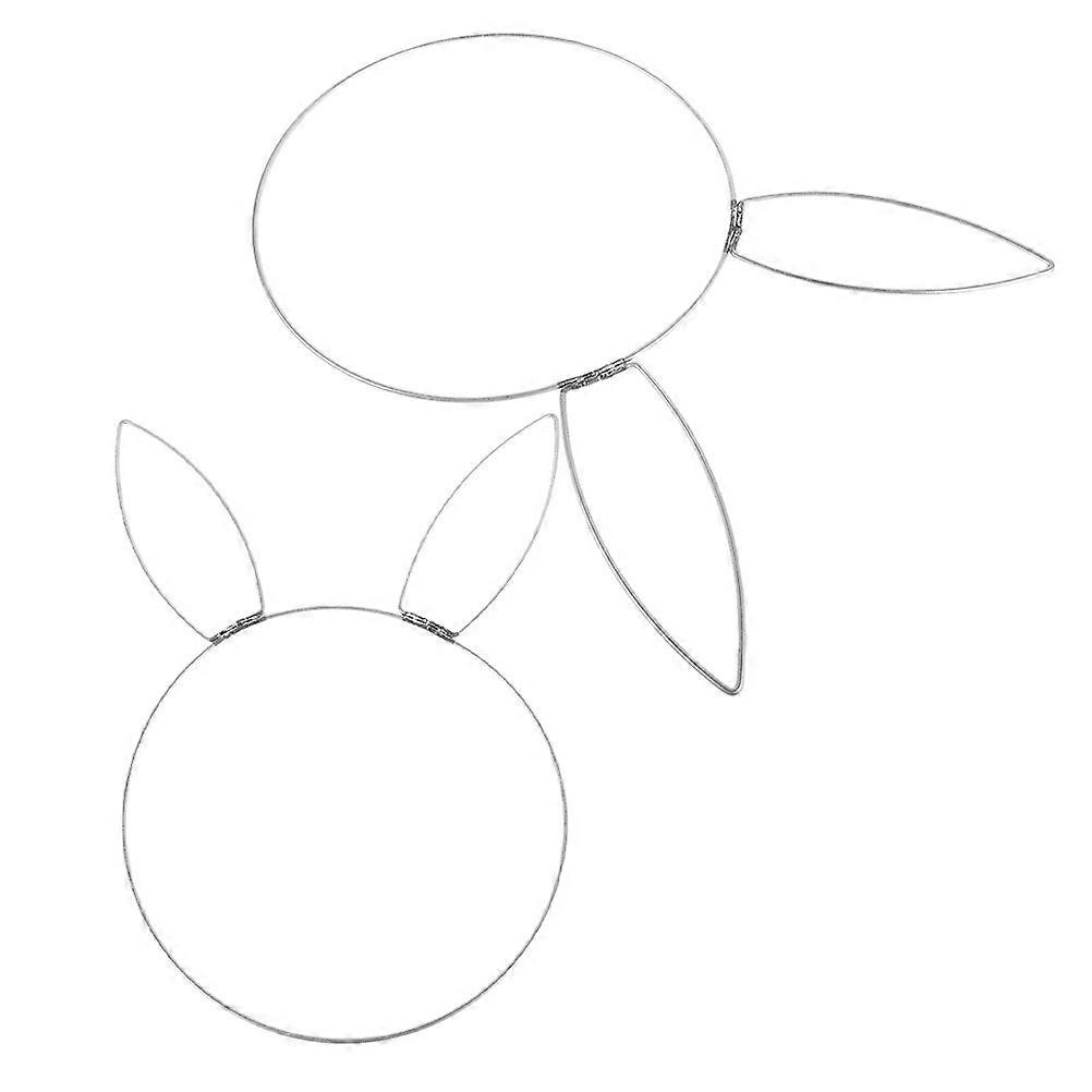 Rabbit Head Metal Ring for DIY 2Pcs Silver Iron Easter Wreath Frame