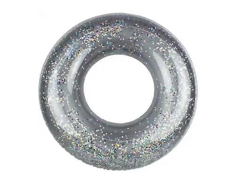 36 Inch Silver Glitter Pool Float Tube for Beach and Pool Lounging