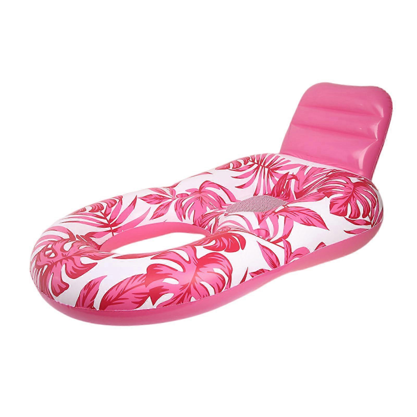 Inflatable Pool Float Chair with Backrest and Cup Holder, Maple Leaf Lounger for Pool and Beach