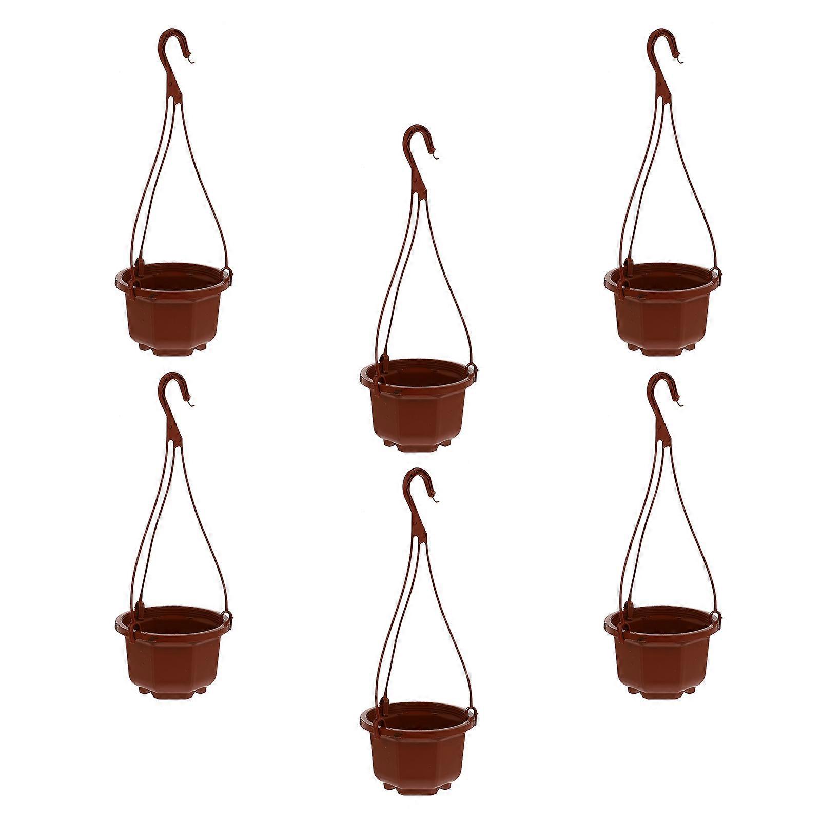 Red Hanging Flowerpot Plastic Planter for Storage 6Sets Succulent Decorative Pot