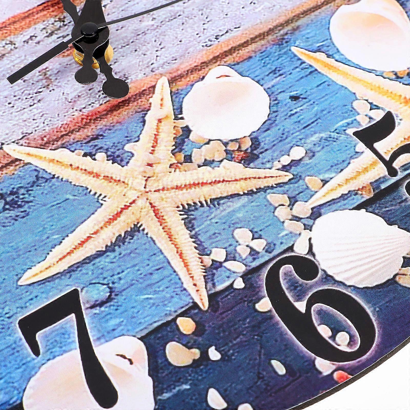 Beach Wall Clock for Decoration Wooden Silent Wall Hanging Clock