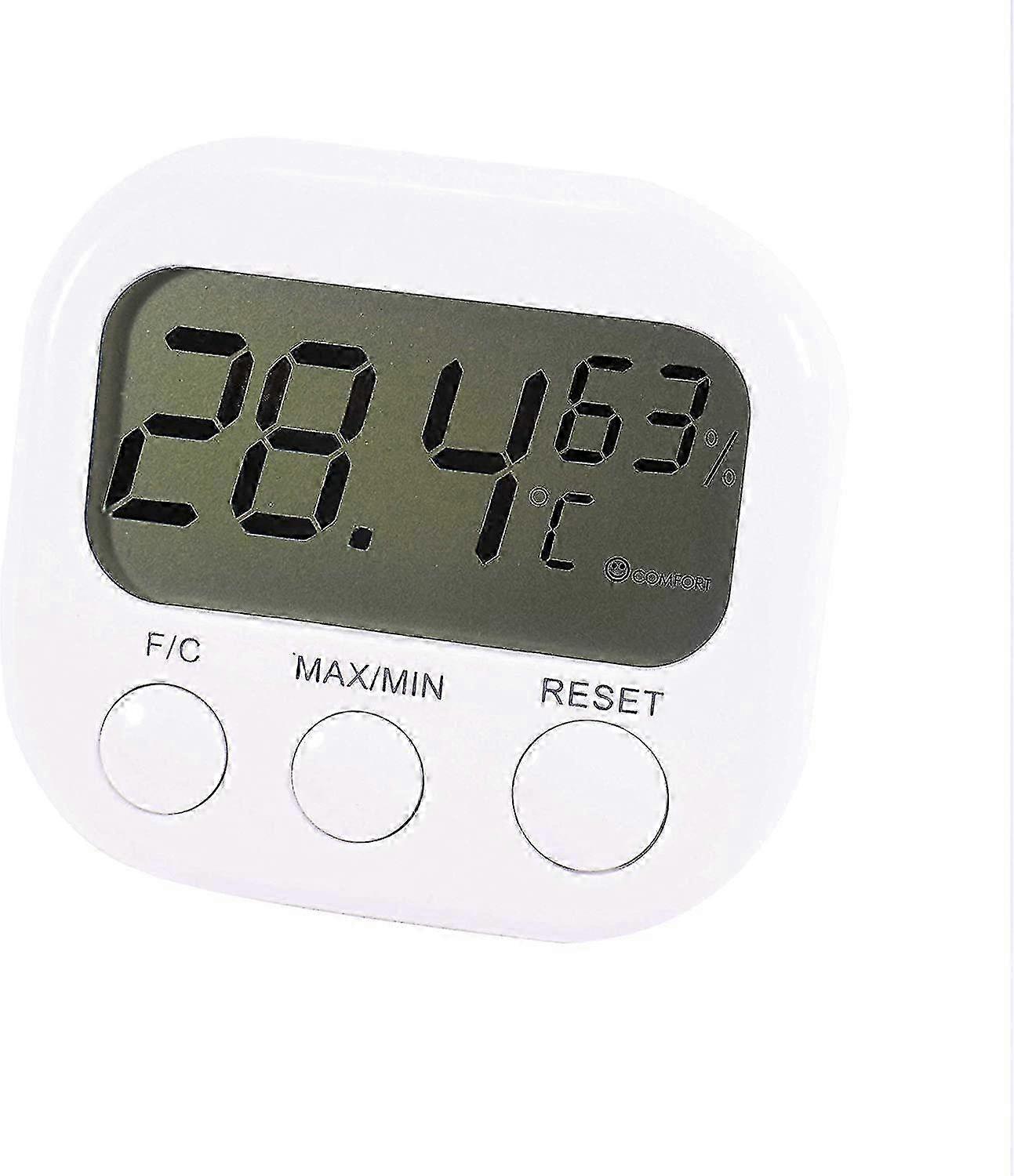 digital lcd thermometer perfect for winter, hygrometer function, measures humidity 26-27s