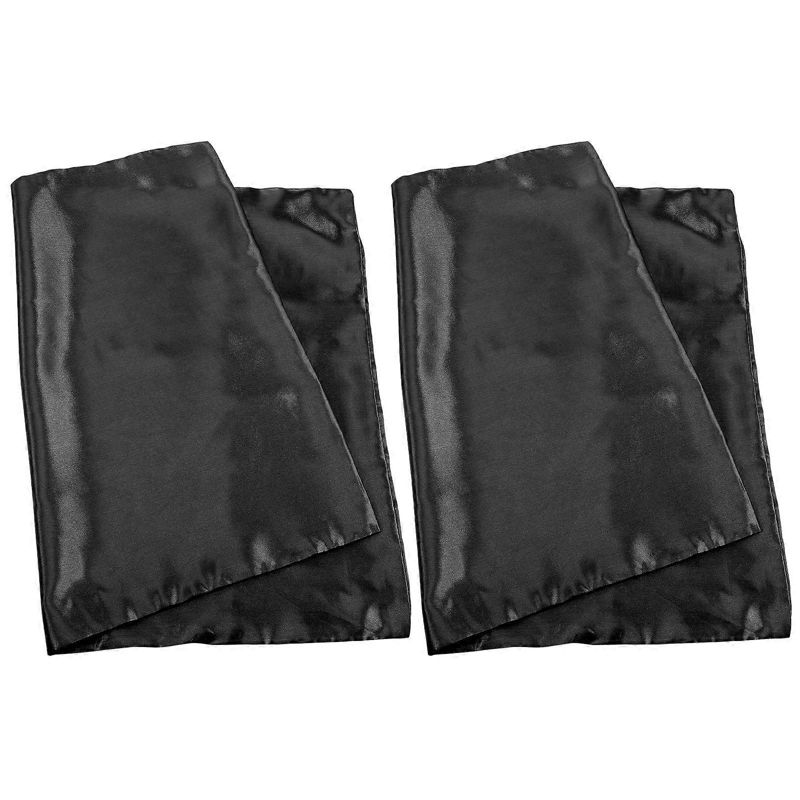 Pillow Protector Satin Pillowcase for Home 1Pair Solid Color Black