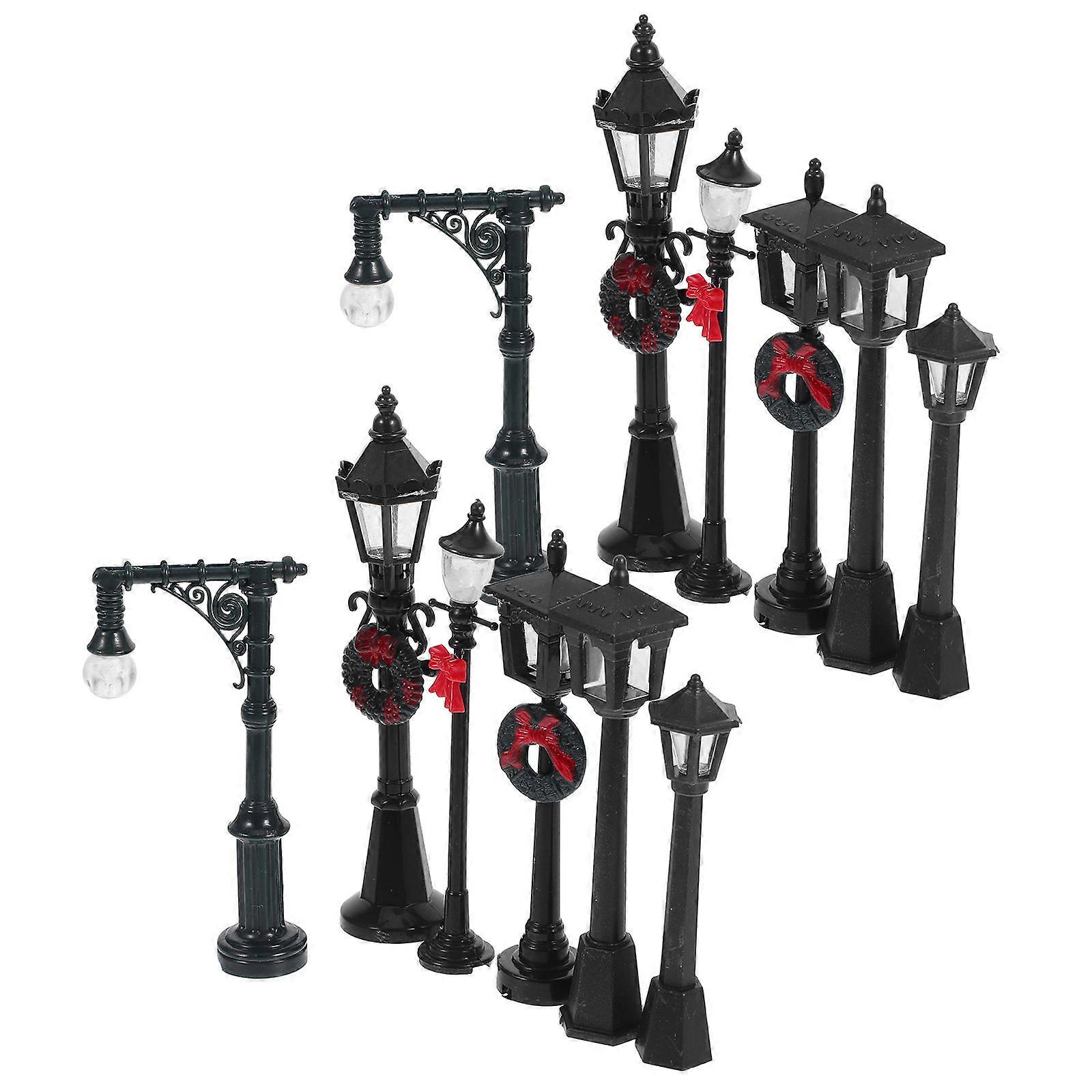 Road Light Model Miniature Street Light for Decor 12Pcs Plastic Figures