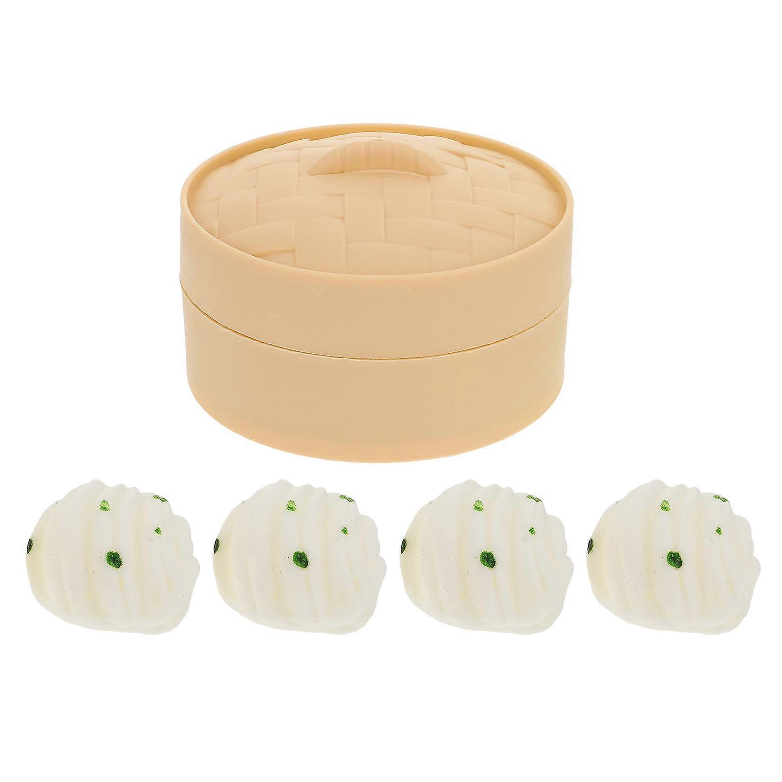 False Steamed Buns Steamer Model for Decor 2Sets Assorted Ornament