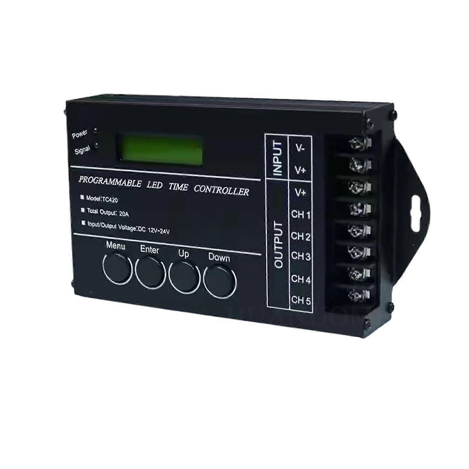 TC420 Programmable LED Time Controller with 24Hour Dimming, 5Channel Output, DC12V/24V Compatible