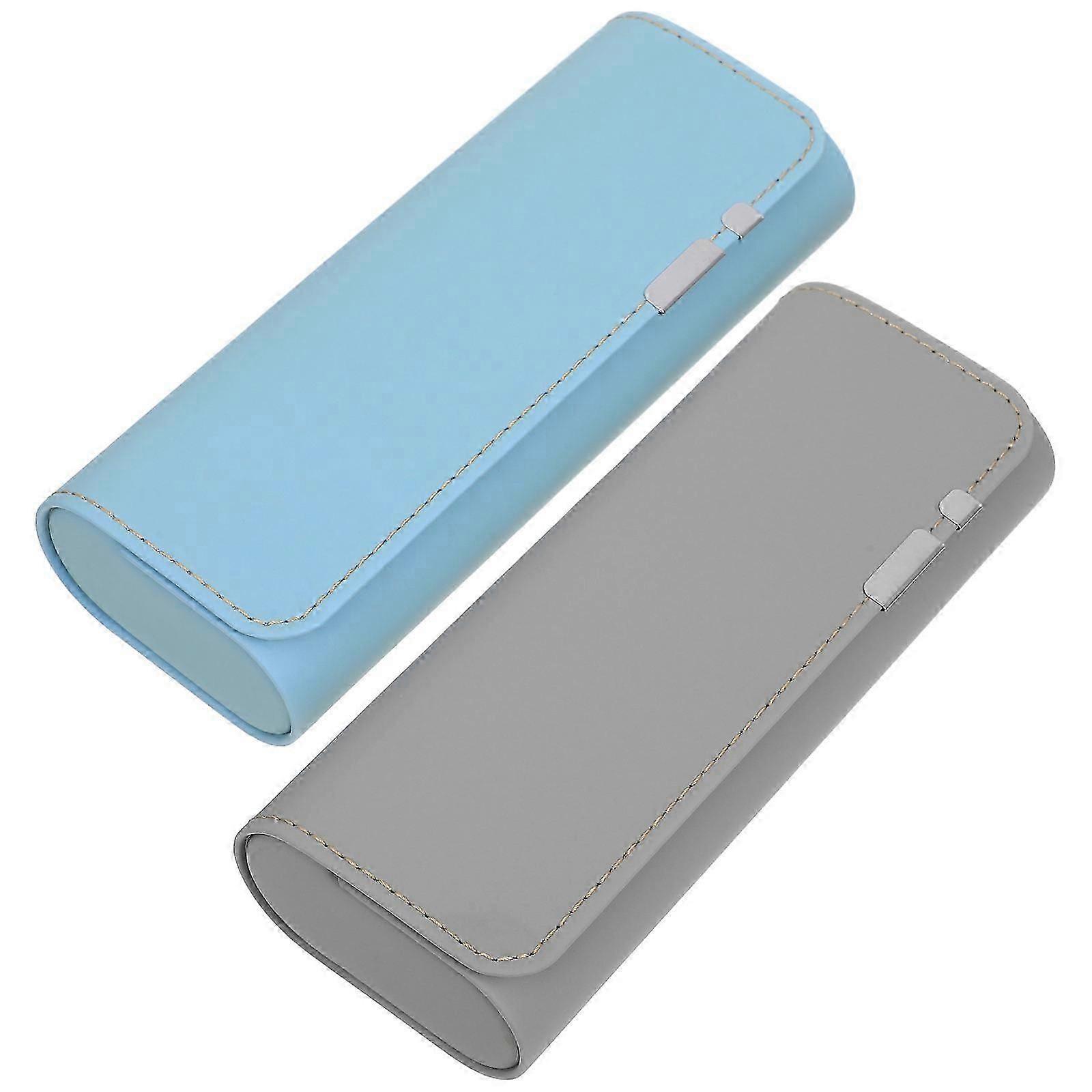 Eyeglass Case Sunglasses Case Portable Glasses Container Protective Rectangular British Style Light Blue 2Pcs