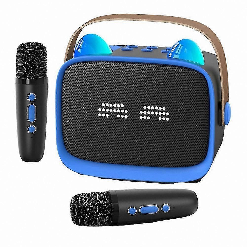 Mini Wireless Karaoke Speaker with 2 Microphones Portable Bluetooth Singing Machine Purple