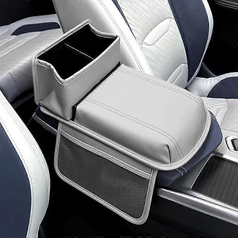 Leather Memory Foam Car Armrest Cushion for Vauxhall Combo E 20182024 Grey Console Pad with Storage