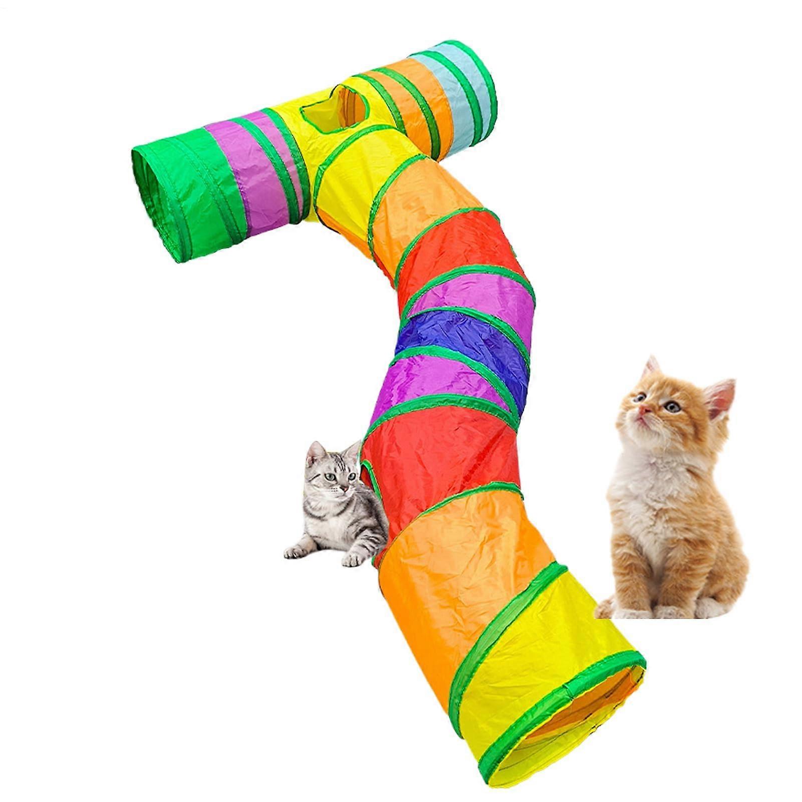 Cat Tunnel with Interactive Peek Hole for Cats, Kittens, Rabbits and Small Pets, Foldable Design