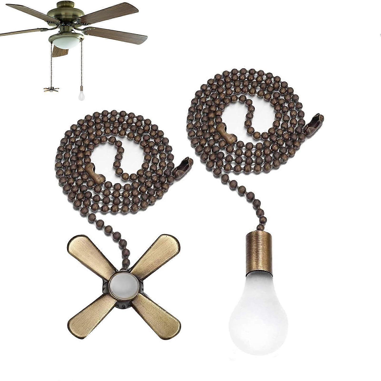 Ceiling Fan Pull Chain Replacement with Fan and Light Icons, Durable Copper Switch Extension