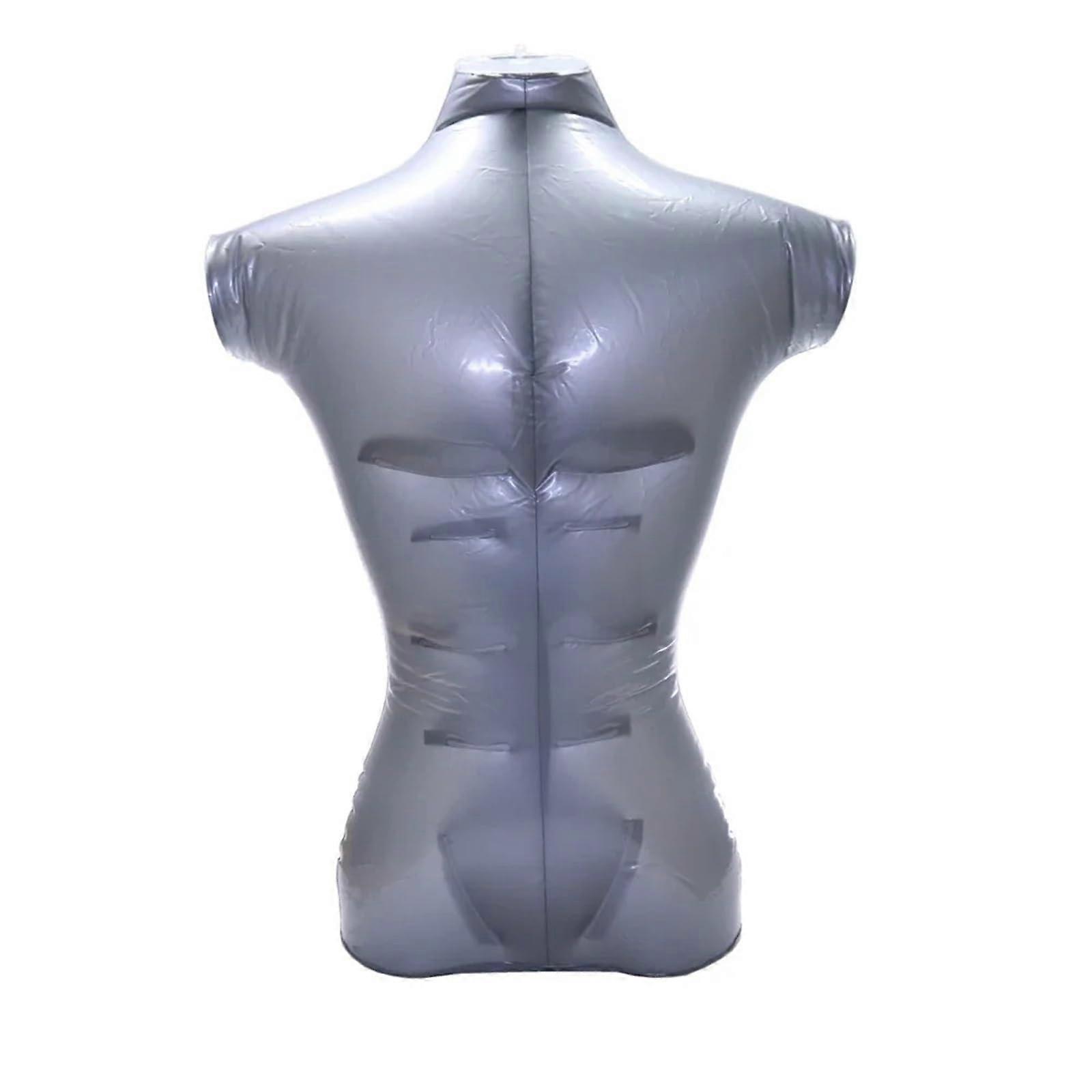 Inflatable Mannequin Male Torso Display PVC Silver Durable Lightweight Body Easy Clean Surface