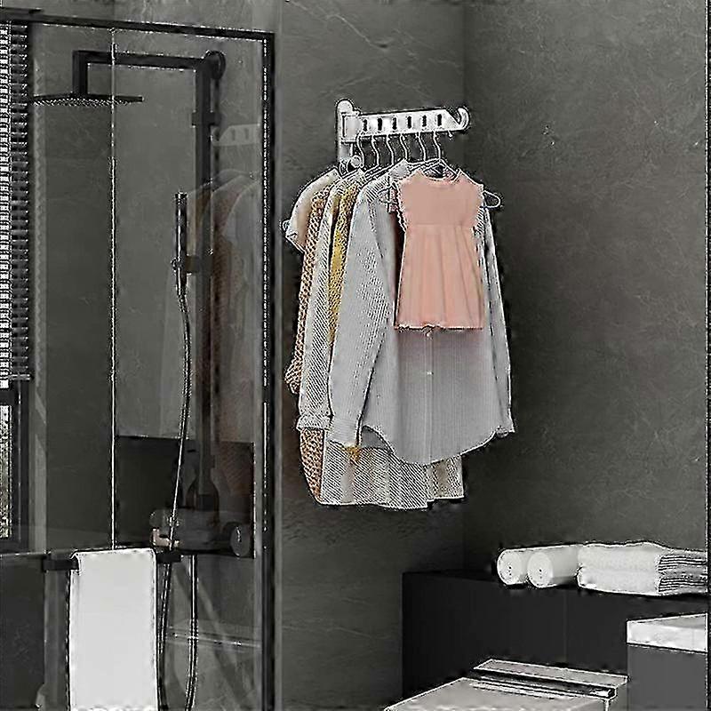 Clothes Bar Foldable Wall Clothes Rack, 180Rotatable Coat Hooks