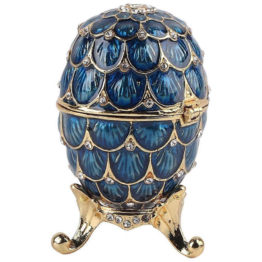 Tabletop Easter Egg Jewelry Box Vanity Enameled Egg Trinket Box Egg Adornment
