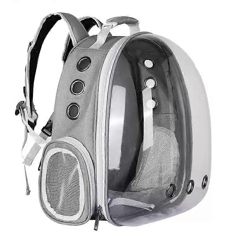 Large Capacity Cat Backpack Carrier with Bubble Window and Ventilation for Travel, Grey