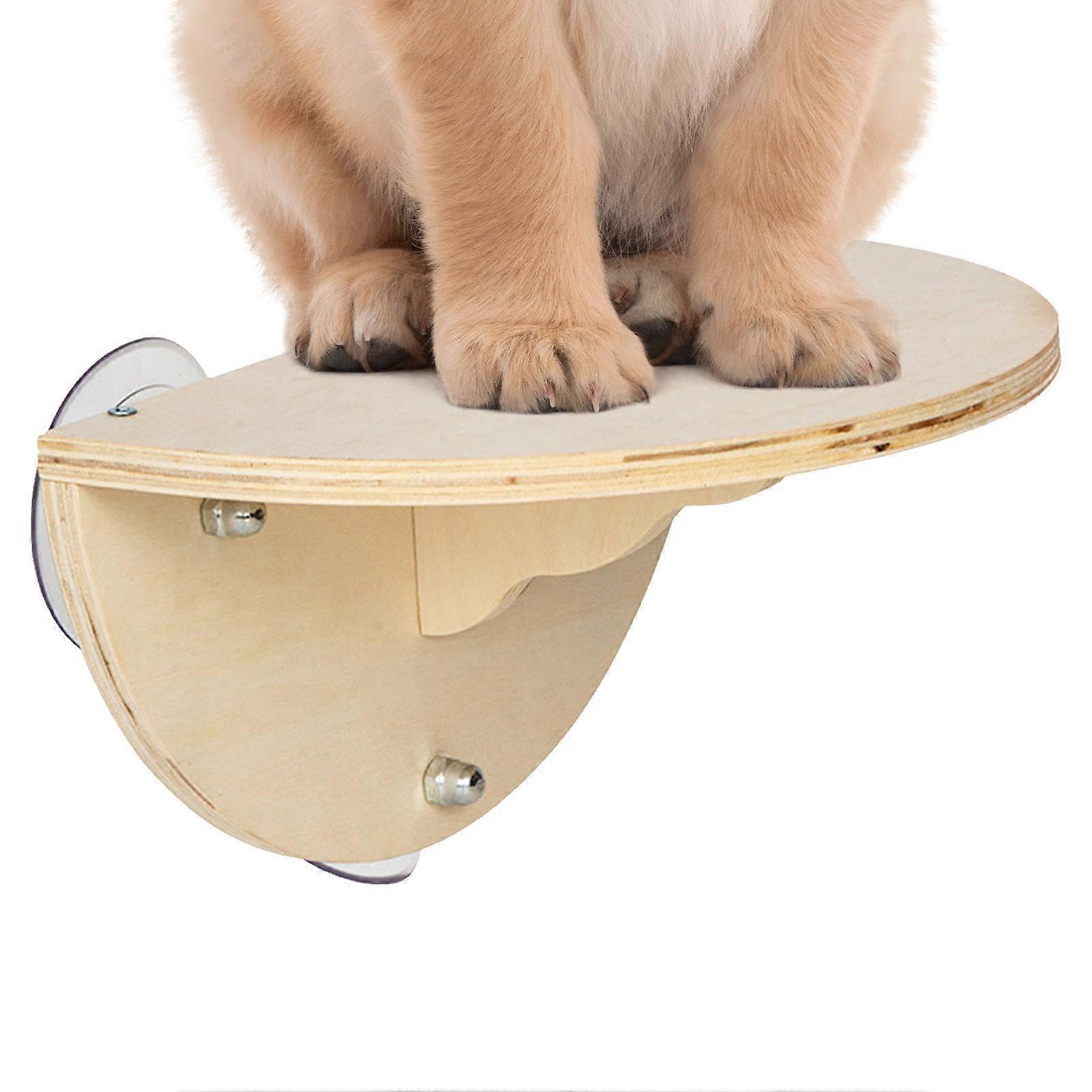 Cat Window Perch with 3 Secure Suction Cups, SpaceSaving Wooden Wall Mounted Padded Cat Seat