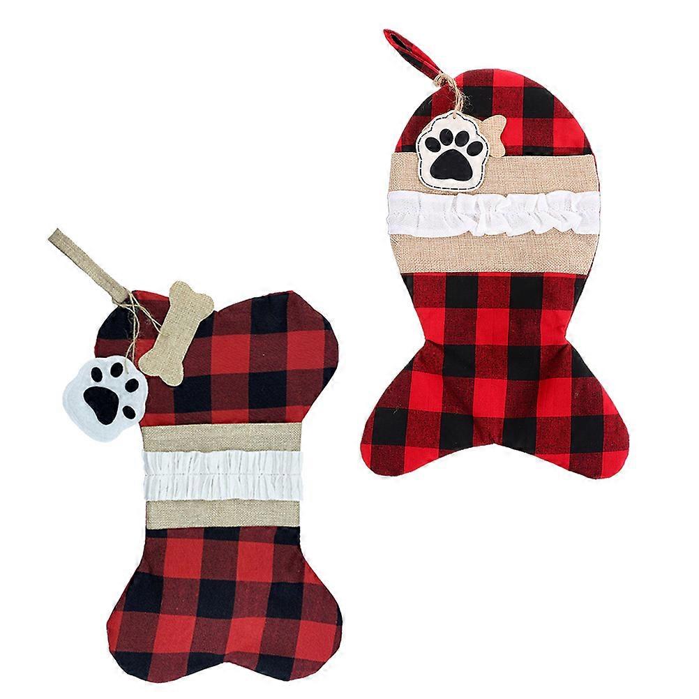 Christmas Hanging Sock Xmas Candy Pouch for Storage Use 2Pcs Red Polyester