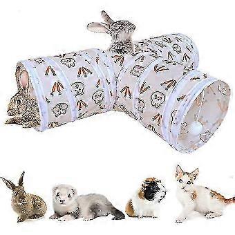 Hase Tunnel Kaninchen Tunnle Röhren Zusammenklappbares 3-Wege-Kaninchen Spielzeug Versteck Kleintier Aktivität Tunnel Spielzeug für Kaninchen Hase Meerschweinchen Katzen Chinchilla