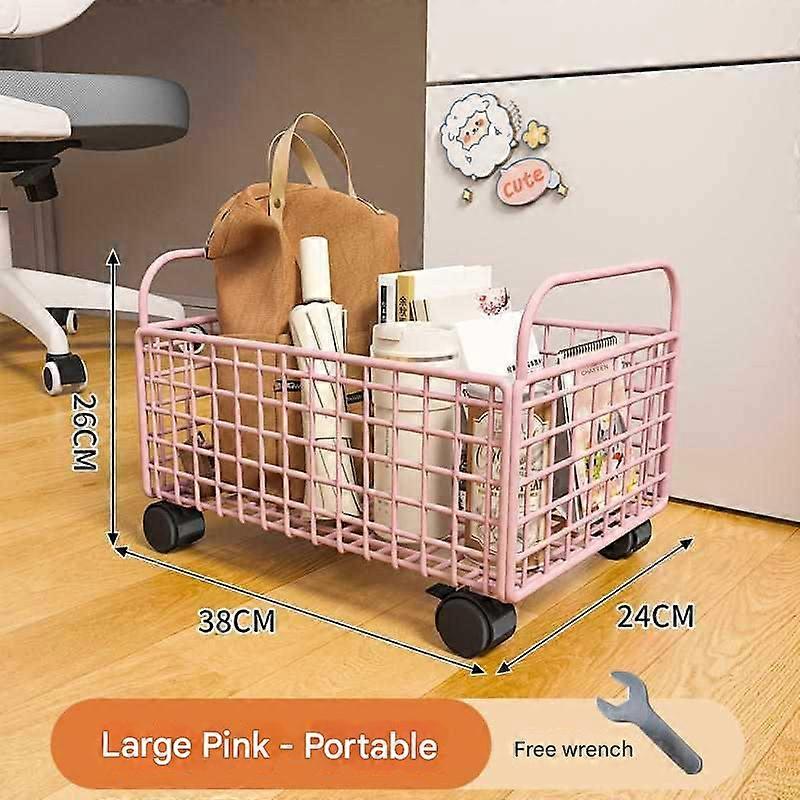 Mobile Book Storage Basket, Sliding Wheels, Under Desk