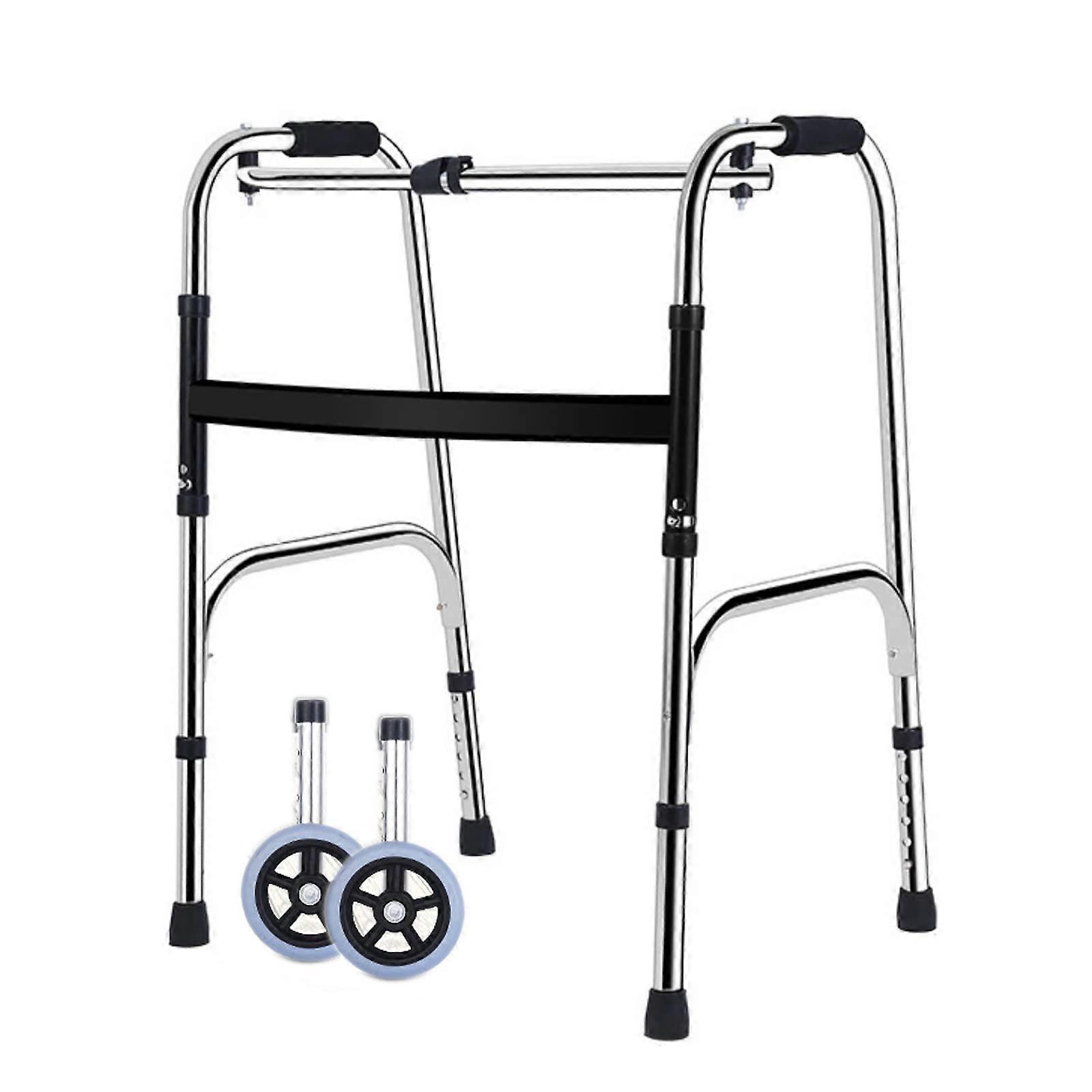 Walker for Seniors with Wheels, Adjustable Folding Frame, Silent Rollers, Compact Storage