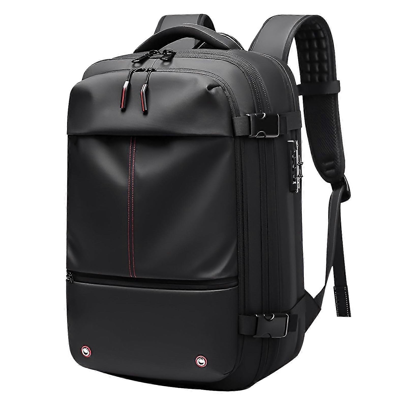 Large Capacity Expandable Travel Backpack with Vacuum Compression, Waterproof AntiTheft Design, Black