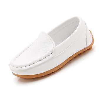 Mocassini eleganti per bambini – Scarpe da barca in morbida pelle con chiusura a strappo per bambini e bambine, bianche, taglia 38, compatibili con abiti formali e casual
