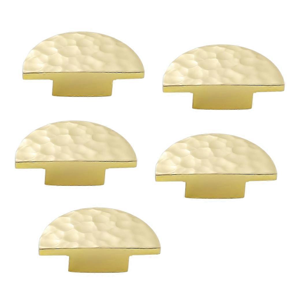 5Pack Solid Brass Cabinet Knobs, Semicircle Drawer Knobs, Hammered Dresser Drawer Pulls Handles Fur