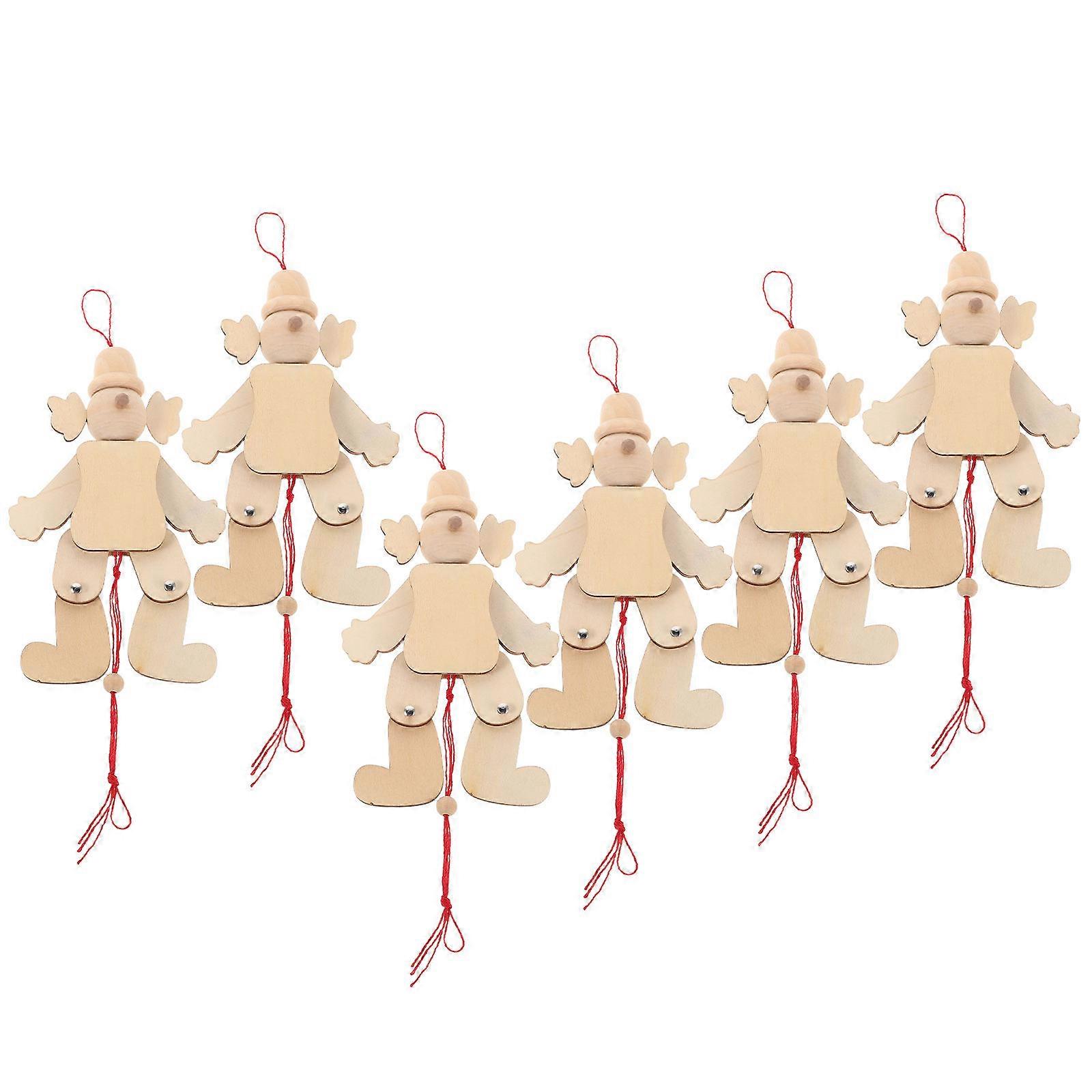 Wooden Marionette Puppet Clown Toy with Pull String 18Pcs Set