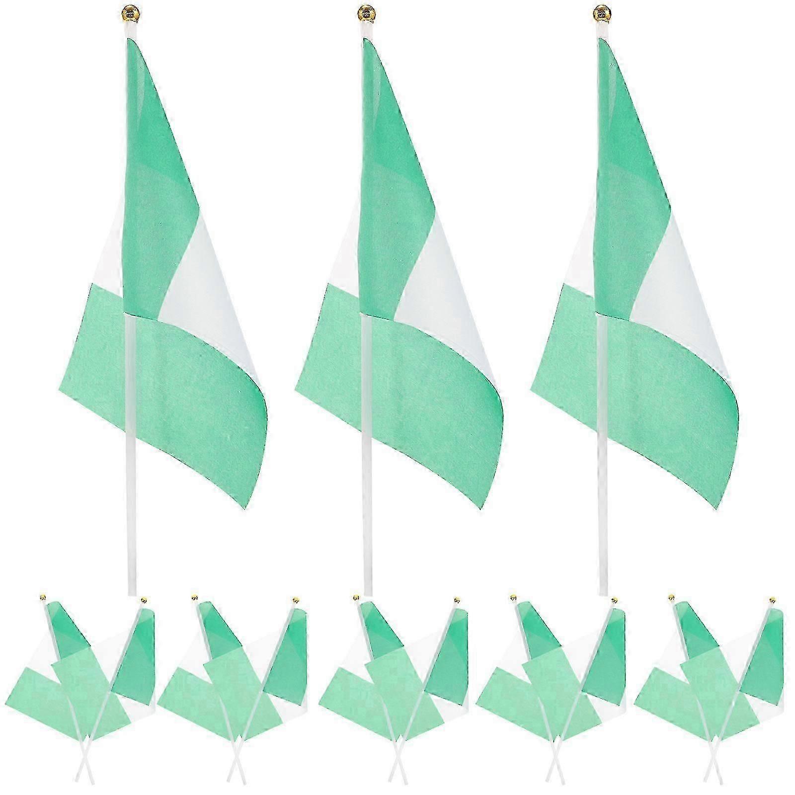 Nigerian Flag Handheld Flags for Cheering with 20Pcs Polyester Durable Flags