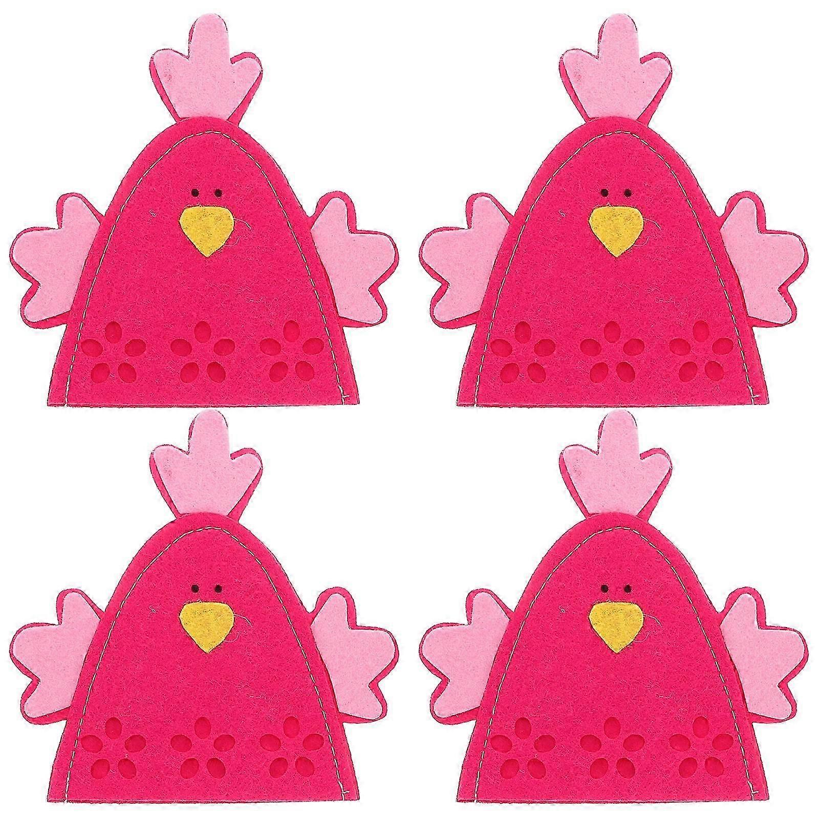 Rosy Decorative Easter Chick Shaped Egg Covers for Easter Party 4Pcs