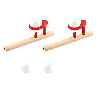 2 sett med flytende ball leker Funny Wood Ball Blowing Leker Balanse Ball blåser Leker