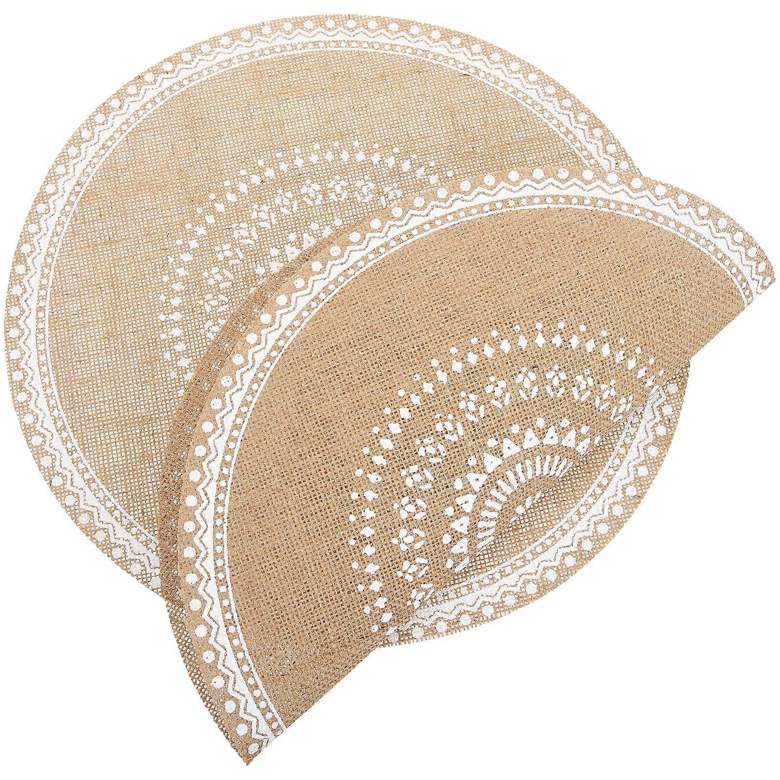 4Pcs Beige Rustic Placemats Round Shape Heat-Resistant for Dining Table