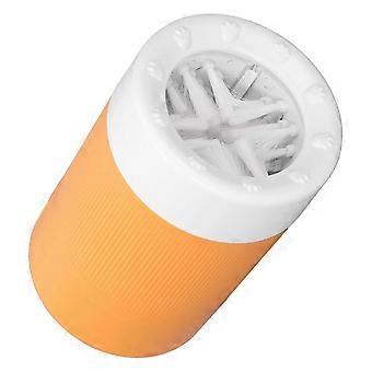 Dog Paw Cleaner Soft Brush Hair Deep Cleansing Dirts Removal Pet Foot Washer for Home Travel Orange