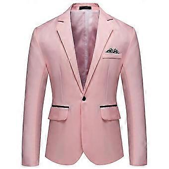 Blazer décontracté à revers crantés et 1 bouton pour homme Cloudstyle, taille M, rose